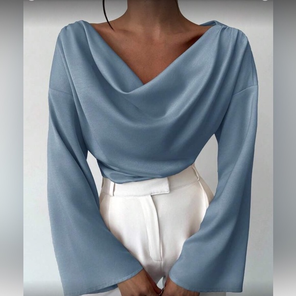 Elegant Pink  Drape Blouse - Picture 13 of 16